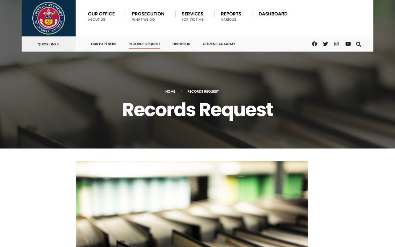 23rd Judicial District Attorney records request portal for Elbert County arrest court records